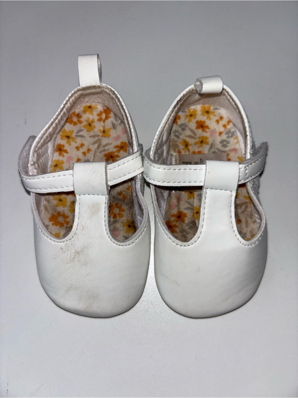 Carter's White Baby Mary Jane Shoes with Floral Lining